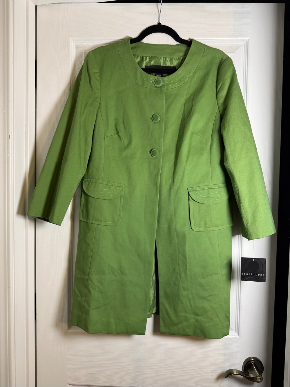 Apostrophe Trupunto Trench Coat Green Size Large NWT